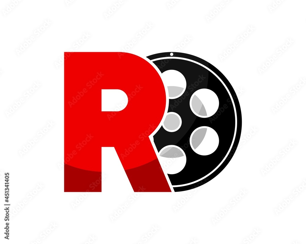 Wall mural reel film media with r letter initial