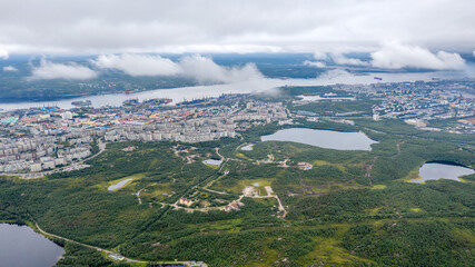 Murmansk - aerial panorama of the city and views