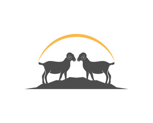 Goat head to head silhouette vector illustration
