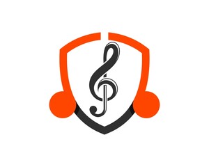 Obraz premium Abstract shield with music note inside