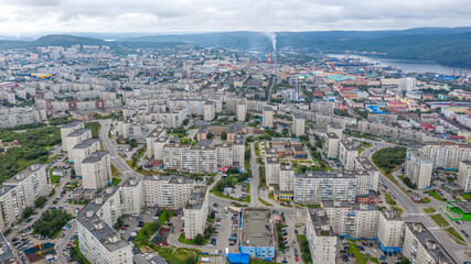 Fototapeta premium Murmansk - aerial panorama of the city and views