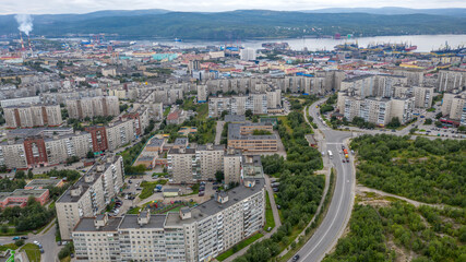 Murmansk - aerial panorama of the city and views