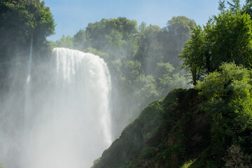 Marmore falls, Cascata delle Marmore, in Umbria, Italy. The tallest man-made waterfall in the world.