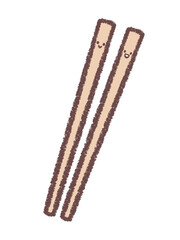 お箸斜め（顔付き）