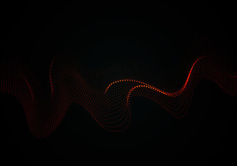 Wave of particles. Gold vector dots background with a dynamic wave. Big data.