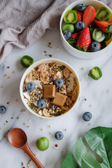 Homemade healthy snacks. Muesli Bowl with Mixed Berries. Full of nutritional values, vitamins,...