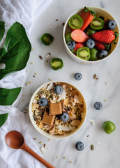 Homemade healthy snacks. Muesli Bowl with Mixed Berries. Full of nutritional values, vitamins,...