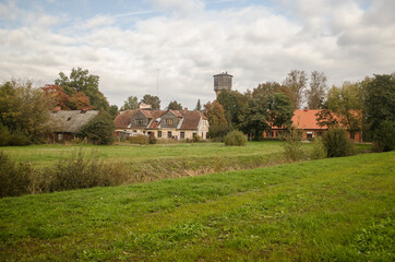 Fototapeta na wymiar View of Kuldiga town in autumn day, Latvia.