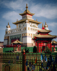Naklejka premium Buddhist temple Golden abode of Buddha Shakyamuni, Elista city, Republic of Kalmykia, Russia