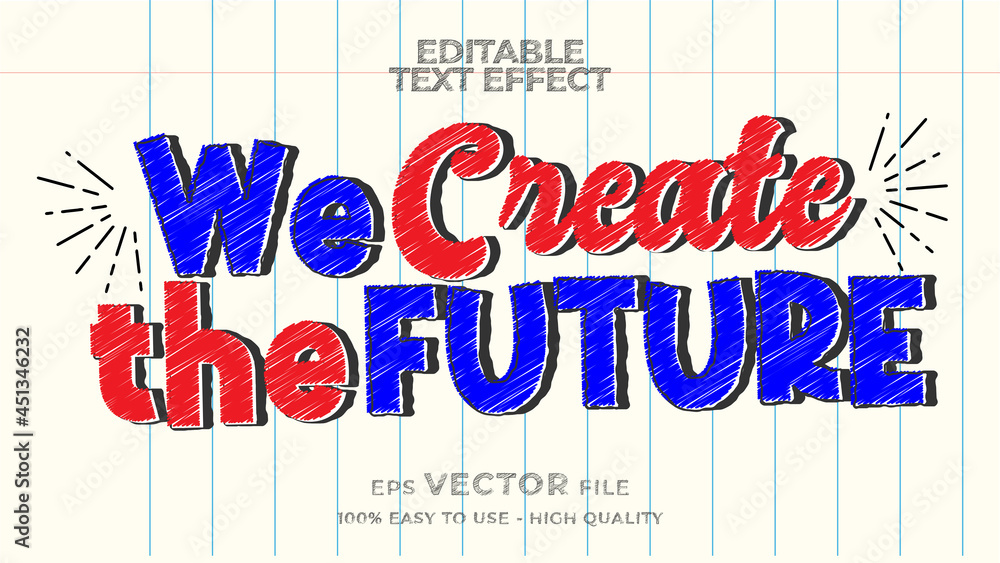 Poster doodle text effect editable marker text style