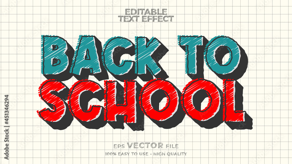 Poster back to school text effect editable marker doodle text style