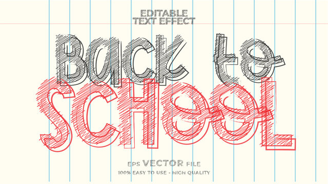 back to school text effect editable marker doodle text style