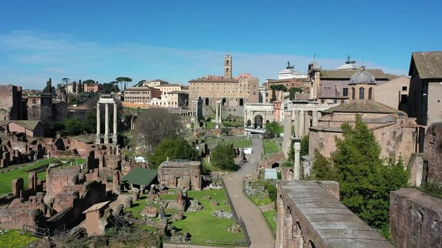Ancient Rome seen from the drone
The Roman forum and the Trajan markets
