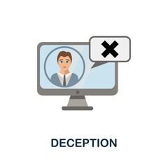 Fototapeta na wymiar Deception flat icon. Colored sign from cyberbullying collection. Creative Deception icon illustration for web design, infographics and more