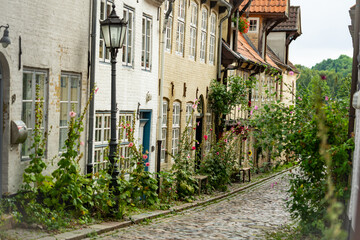 Travel Germany: Half-timbered traditional buildings in Flensburg's Oluf-Samson-Gang
