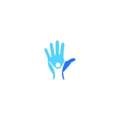 Fototapeta na wymiar vector illustration of palms and children for icons, symbols or logos. caring logo