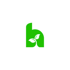 vector illustration of letter H and leaves for herbal product logo, organic food symbol