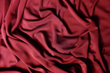 Fototapeta premium Smooth elegant red satin texture can use as abstract background. Luxurious background design. Closeup texture
