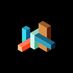 Obraz premium Abstract background. 3d cubes, cubic elements and blocks. Techno or business concept for wallpaper, banner, background, landing page