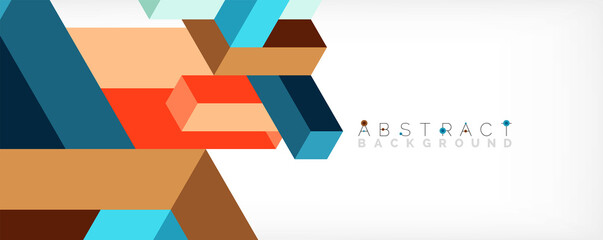 Abstract background. 3d cubes, cubic elements and blocks. Techno or business concept for wallpaper, banner, background, landing page