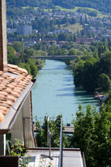 River Aare at City of Bern on a beautiful summer afternooni. Photo taken July 29th, 2021, Bern, Switzerland.