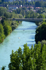 River Aare at City of Bern on a beautiful summer afternooni. Photo taken July 29th, 2021, Bern, Switzerland.