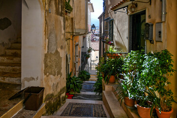 Fototapeta na wymiar An alley in Diamante, a seaside town in the Calabria region, Italy.