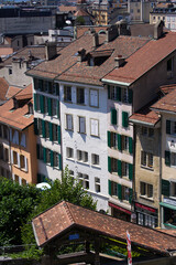 Aerial view over the old town of Lausanne seen form Charles Bessieres bridge. Photo taken July...