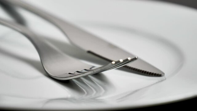 luxury clean and bright cutlery on plate