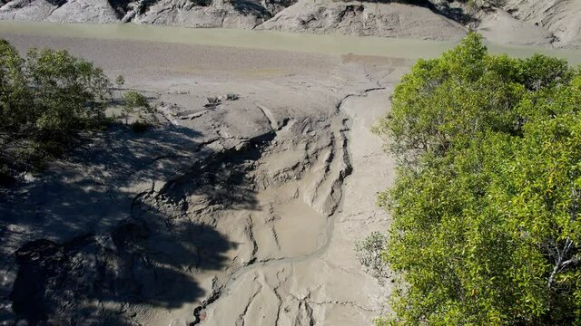 Drone Aerial Over Muddy Tidal Creek