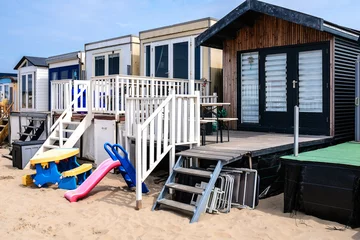 Foto auf Leinwand Beach houses, Wijk aan Zee, Noord-Holland province, The Netherlands © Holland-PhotostockNL