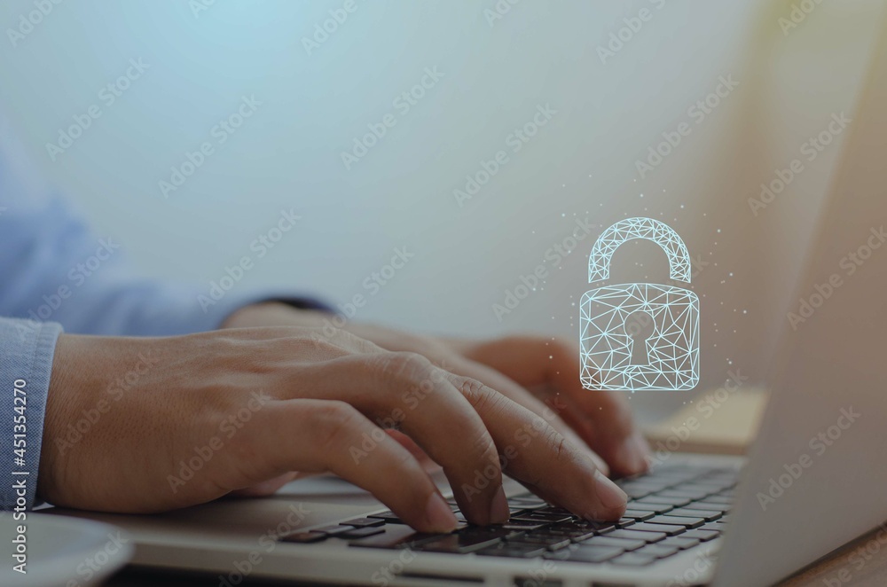 Poster cyber security business technology that is information security and cybersecurity with information t