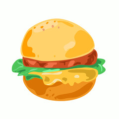 Hamburger with green lettuce.