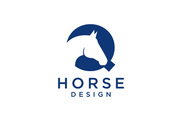 The logo design with the initial letter Q is combined with a modern and professional horse head symbol