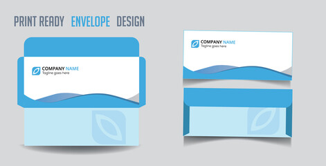 Blue vector print ready cut out envelope design template