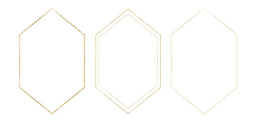 Golden geometric frames. Abstract gold shine geometrical frames for wedding invitation design. . High quality illustration