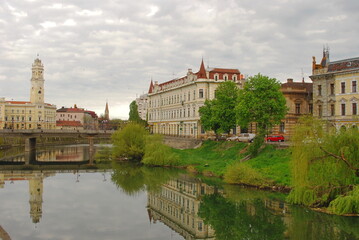 Fototapeta premium Romania,Oradea city and Crisul Repede river , in 2008
