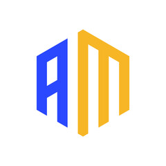 Fototapeta premium AM logo vector illustration. Letter AM hexagonal logo isolated on White Background