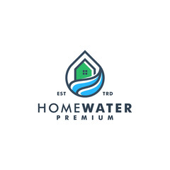 Home water drop logo design house oil icon vector
