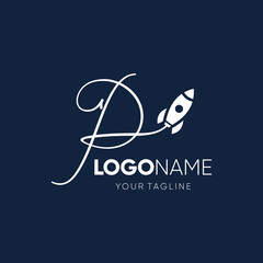 Letter P Rocket Logo Design Vector Graphic Icon Emblem Illustration