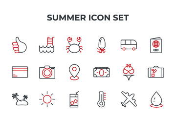 summer set icon, isolated summer set sign icon, vector illustration