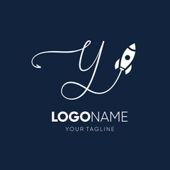 Letter Y Rocket Logo Design Vector Graphic Icon Emblem Illustration