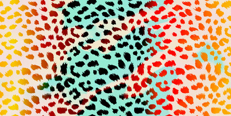 Brush Cheetah Leopard Animal Dots Color Grade Detailed Background Seamless Pattern with Trendy Fashion Colors Compatible for Textile Allover Print And Wrapping Paper