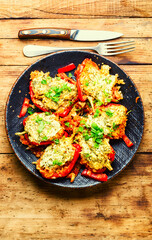 Baked stuffed red bell peppers