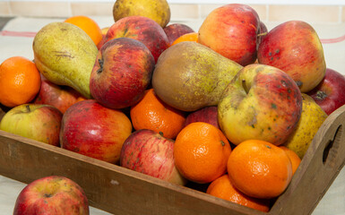 small wooden crate with fruits