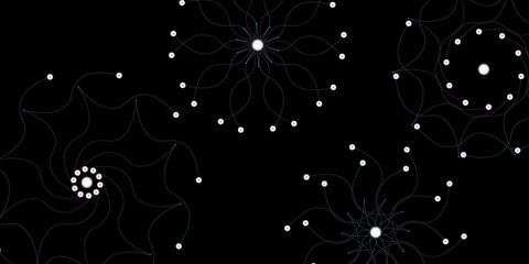 Fototapeta na wymiar Abstract lines of flowers, Glowing flowers on a dark background. Modern minimal style. Vector illustration.