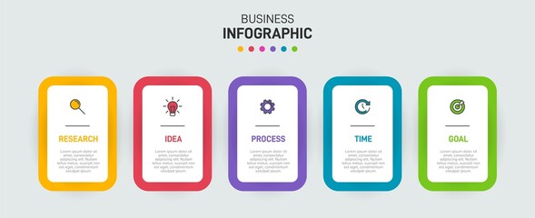 Infographic design with icons and 5 options or steps. Thin line vector. Infographics business concept. Can be used for info graphics, flow charts, presentations, web sites, banners, printed materials.