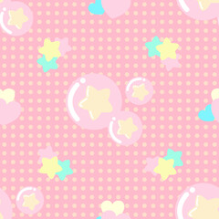 Fototapeta na wymiar Seamless pattern cute star and heart on pink background.