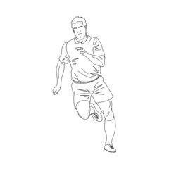 Fototapeta na wymiar Football soccer player. Outline sketch. Running man silhouette. Vector illustration.