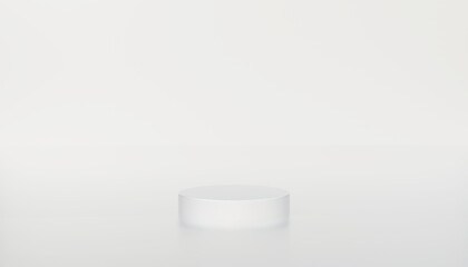 minimal white cylinder platform podium in white isolated background. 3d illustration rendering . scene stage mockup showcase for product, sale, banner, discount, presentation, cosmetic, offer.